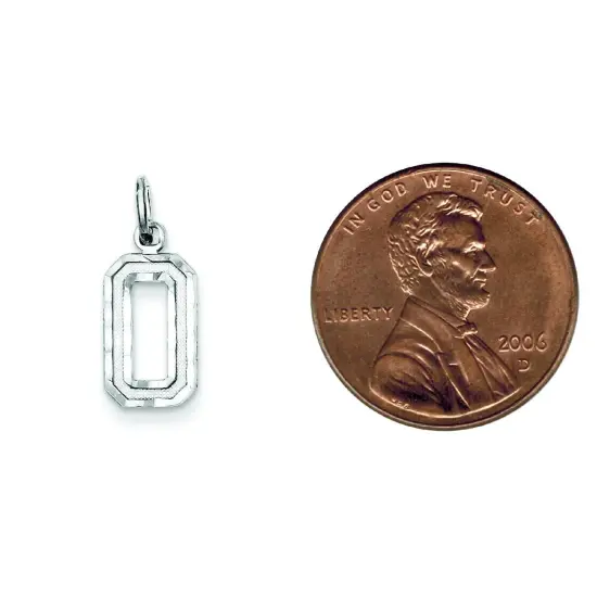 Sterling Silver Small #0 Charm Number Pendant Jewelry 20mm x 7mm {2}