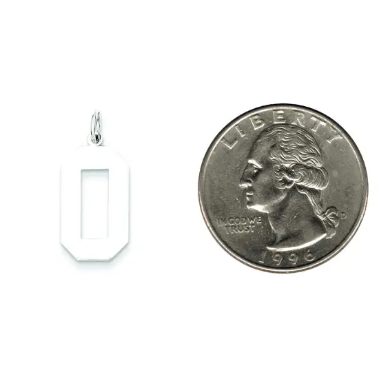 Sterling Silver Large Polished Number 0 Charm Pendant Jewerly 24mm x 10mm {2}