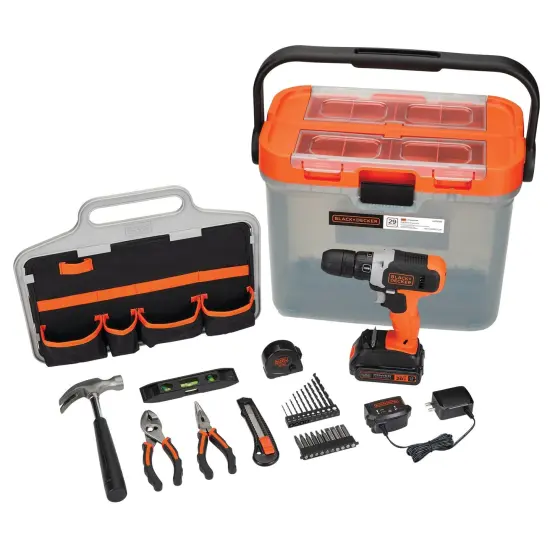 BLACK+DECKER 20V MAX* Cordless Drill With 28-Piece Home Project Kit (BCKSB29C1) {1}