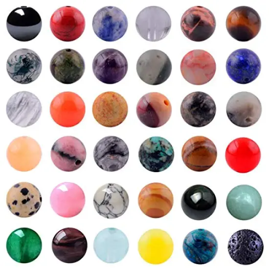 100 Pieces Natural Stone BeadsRound Genuine Real Stone Beading Loose Gemstones Hole Size 1mm DIY Smooth Bead for Bracelet Necklace Earrings Jewelry Making (Natural Stone Beads Multicolor, 8mm) {1}