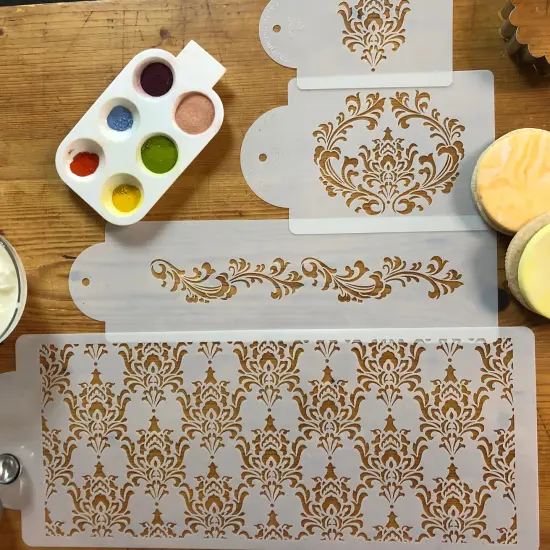 Filigree Damask Cake Stencil Set | C550 by Designer Stencils | Cake Decorating Tools | Baking Stencils for Royal Icing, Airbrush, Dusting Powder | Reusable Plastic Food Grade Stencil for Cakes | Easy to Use & Clean Cake Stencil {4}