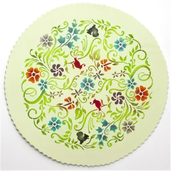 Nature's Vignette Cake Stencil Top | C569 by Designer Stencils | Cake Decorating Tools | Baking Stencils for Royal Icing, Airbrush, Dusting Powder | Reusable Plastic Food Grade Stencil for Cakes | Easy to Use & Clean Cake Stencil {2}