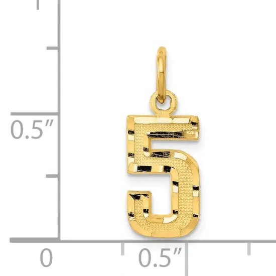 14K Gold Small Number 5 Charm Pendant FindingKing Jewerly 20mm x 7mm {4}