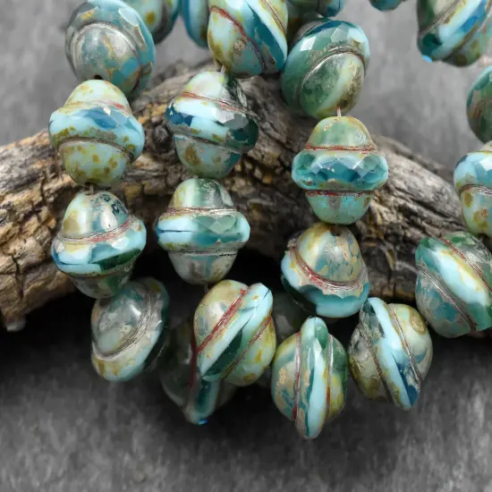Blended Aqua Turquoise Picasso Saturn Beads {2}
