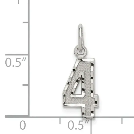Sterling Silver Small #4 Charm Number Pendant Jewelry 20mm x 7mm {4}