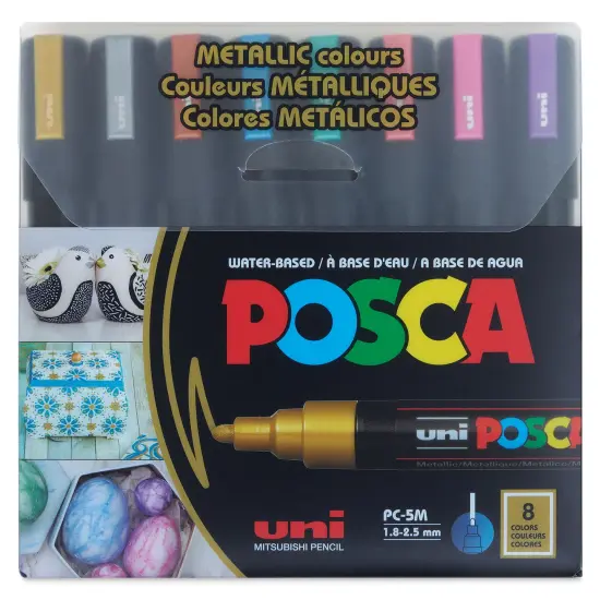 Posca Paint Markers - Set of 8, Metallic Colors, Medium Bullet Tip, 2.5 mm {1}