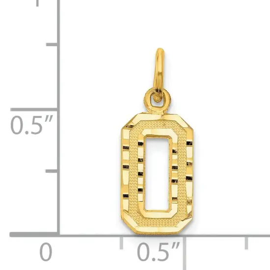 14K Gold Small Number 0 Charm Pendant FindingKing Jewerly 20mm x 7mm {4}