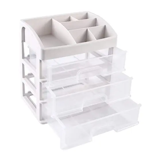 Makeup Organizer with 3 Drawers, Cosmetic Display Cases, Makeup Storage Box (3 Drawers) {4}