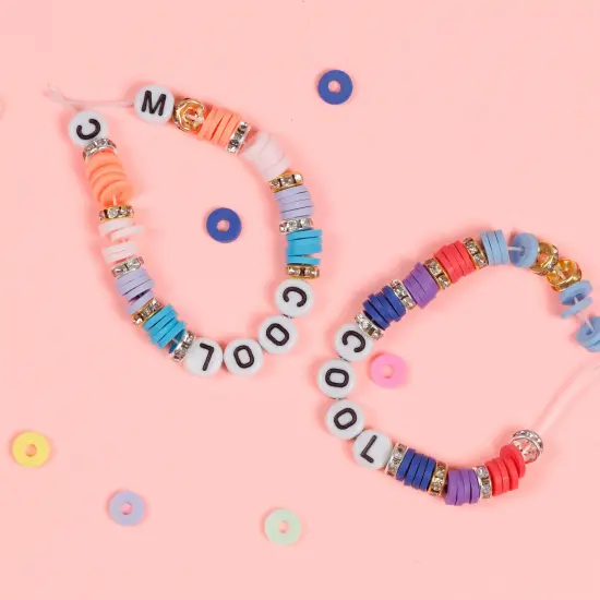 Incraftables 6mm Clay Beads for Bracelets Making (2000pcs) 18 Colors Set. Best Polymer Clay Heishi Beads for DIY Jewelry. Thin Flat Round Disc Small Beads Bulk Kit w/ Spacer, Letter Beads & String {2}