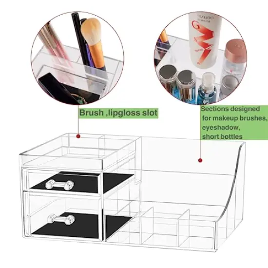 Clear Makeup Organizer with Drawers, Bathroom Countertop Organizer and Storage, Ideal for Dorm Room Desk Dresser Vanity, Great for Cosmetics, Toiletries, Skincare, Brush, Nail Supplies {4}