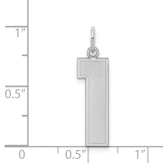 Sterling Silver Large Satin Number 1 Charm Pendant Jewerly 25mm x 11mm {3}
