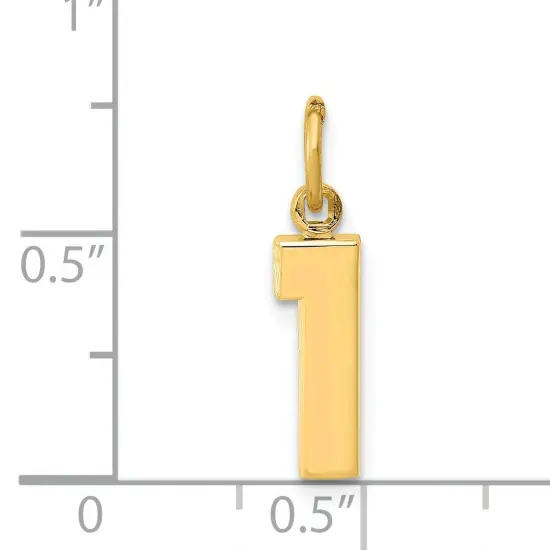 14K Gold Small Polished Number 1 Charm Pendant Jewelry 20mm x 4mm {3}