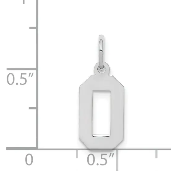 Sterling Silver Small Polished Number 0 Charm Pendant Jewerly 20mm x 4mm {5}