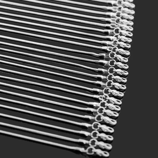 24 Pieces 18 Inch 925 Silver Plated 1.2mm DIY Snake Chain Charms Link Necklace with Lobster Clasps for Jewelry Making {4}