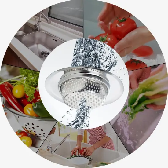 Fengbao 2PCS Kitchen Sink Strainer - Stainless Steel, Large Wide Rim 4.5" Diameter {5}