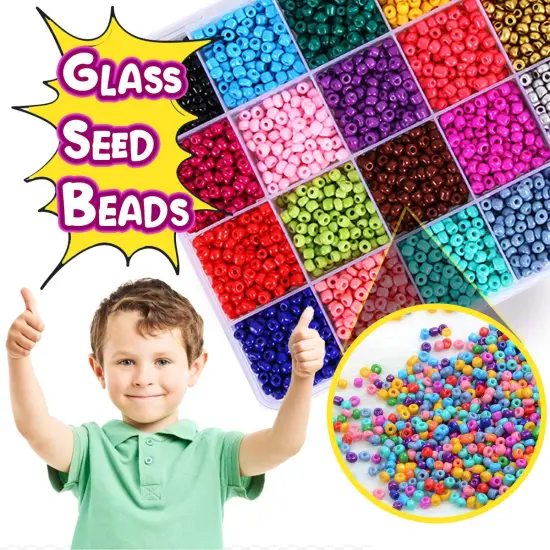 5000 Pieces Jewelry Making Kit Beads for Bracelets -Bead Craft Kit Set, Glass Pony Seed Letter Alphabet DIY Art and Craft - Gift for Her Women Kid Age 6 7 8 9 (4mm) {4}