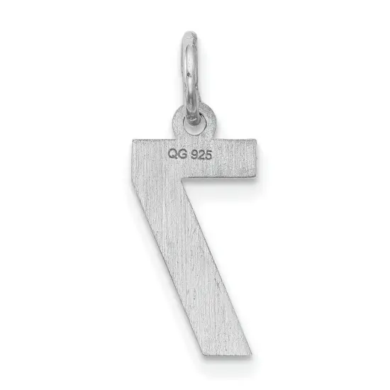 Sterling Silver Small Satin Number 7 Charm Pendant {5}