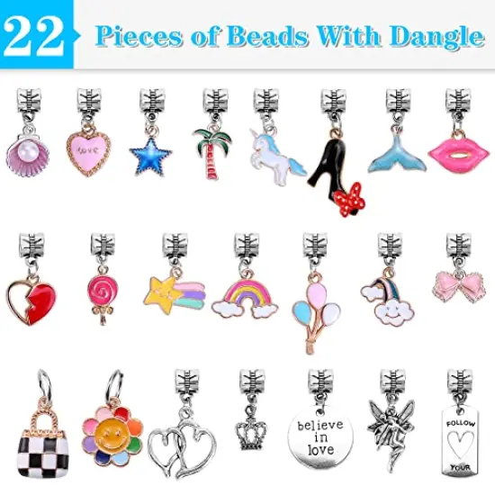 DIY Charm Bracelet Making Kit - 150-Piece Unicorn Mermaid Craft Set for Girls, Ideal Arts and Crafts Gift for Teens Ages 6-12 {3}