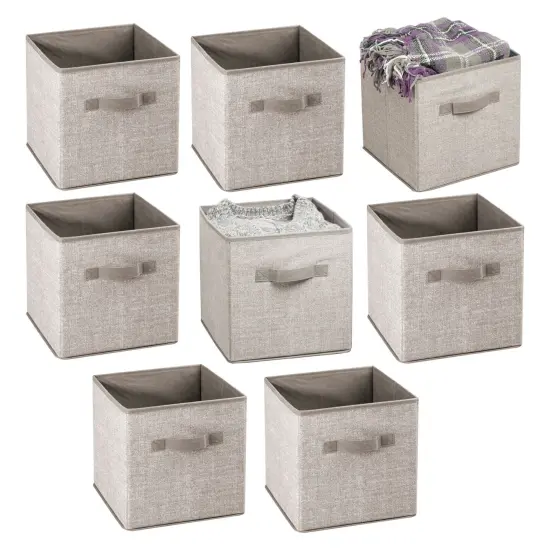 mDesign Small Fabric Closet Organizer Cube Bin with Front Handle {1}
