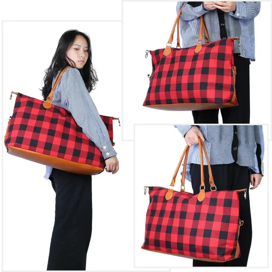 Women Duffle Bag Travel Luggage Bags Weekend Overnight Bag Tote Bags Shoulder Handle Bags Red {6}