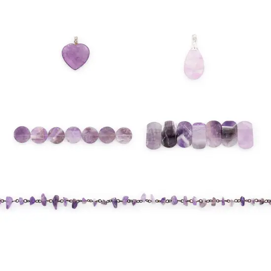 Amethyst Natural Gemstone Beads and Pendants Collection - Value Pack {1}