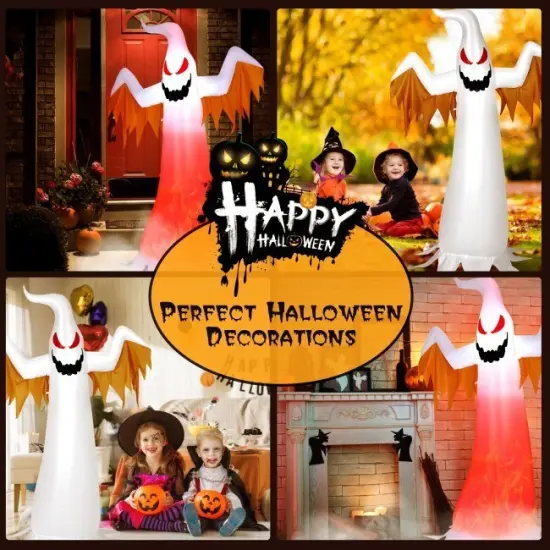 8 Feet Halloween Inflatable Ghost with Rotatable Flame LED Lights {6}