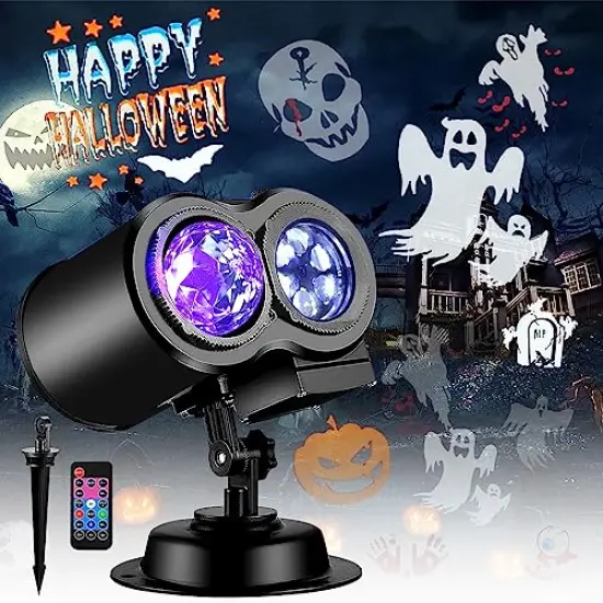 Brighter Halloween Decorations Projector Lights and Christmas Projector Outdoor 2023 Upgrade, 17 HD Effects (3D Ocean Wave & Patterns), 9 Holiday Projector Home Party Light Show {6}