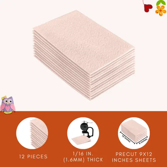 FabricLA Acrylic Felt Sheets for Crafts - Precut 9" X 12" Inches (20 cm X 30 cm) Felt Squares - Use Felt Fabric Craft Sheets for DIY, Hobby, Costume, and Decoration | Ivory {5}