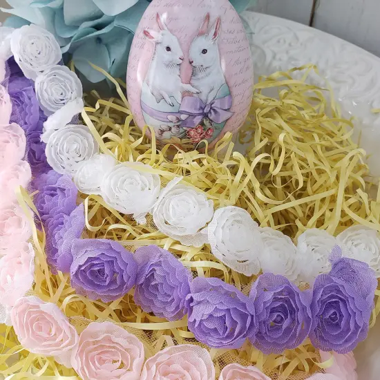 5 Yards of Rosalinda 1 1/2" Circular Floral Trim | 5 yard cut Lavender {4}