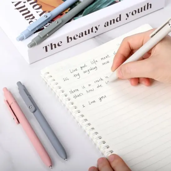 FIOVER 5pcs Gel Pens 0.5mm Quick Dry Black Ink Pens Fine Point Smooth Writing Pen High-End Series Pens for School Office Home Supplies, Gifts for Women and Men (Morandi) {6}