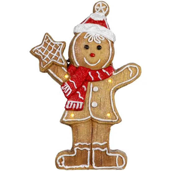Northlight LED Lighted Gingerbread Boy with Frosted Cookie Star Christmas Figurine - 15.5" Brown {1}
