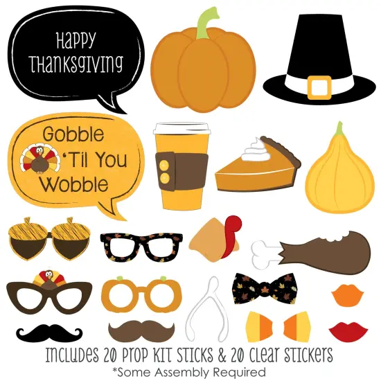 Big Dot of Happiness Give Thanks - Thanksgiving Party Photo Booth Props Kit - 20 Count {3}