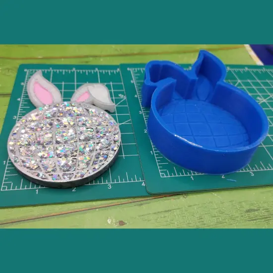 Disco Ball with Bunny Ears Silicone Freshie Mold {2}