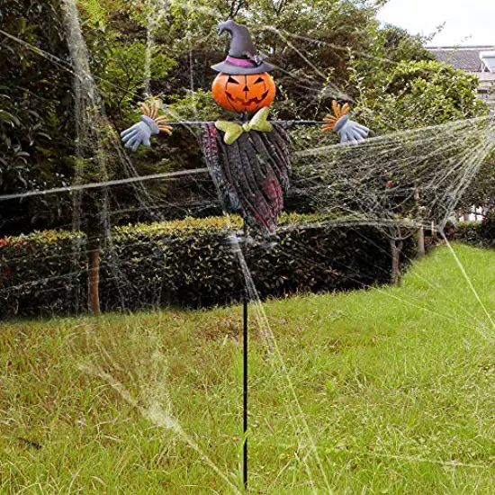 Halloween Yard Stake, 46.4" Solar Lighted Metal Pumpkin Head Scarecrow Stake, Outdoor Decoration Garden Lawn Driveway Yard Sign for Halloween {4}