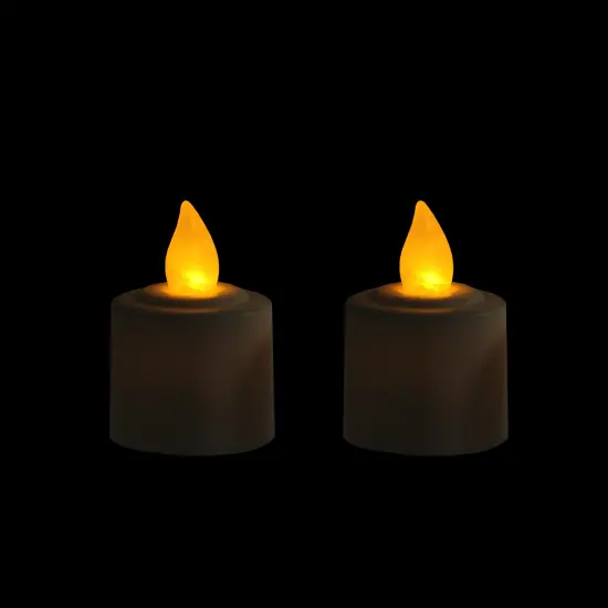 Northlight Pack of 2 White Battery Operated LED Flickering Amber Lighted Christmas Votive Candles 1.5" {3}