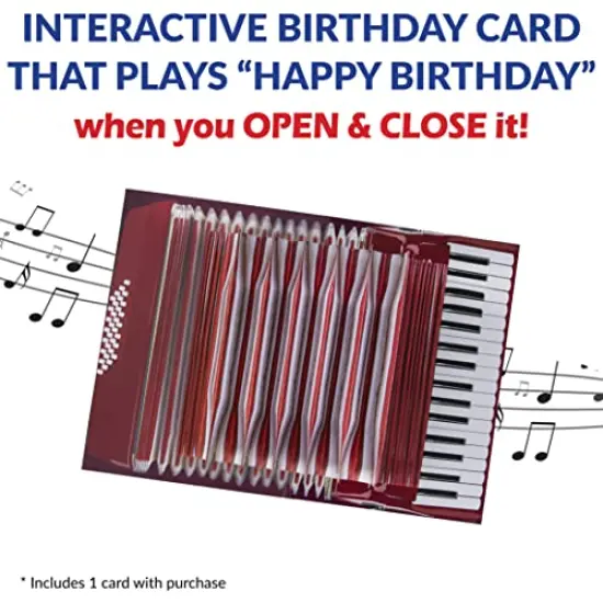 Accordion Birthday Card – Open/Close to Play 'Happy Birthday' - Music Present for Men, Present for Musicians, Birthday Card for Kids & Men, Birthday Pop Up Card, Bday Greeting Cards {1}