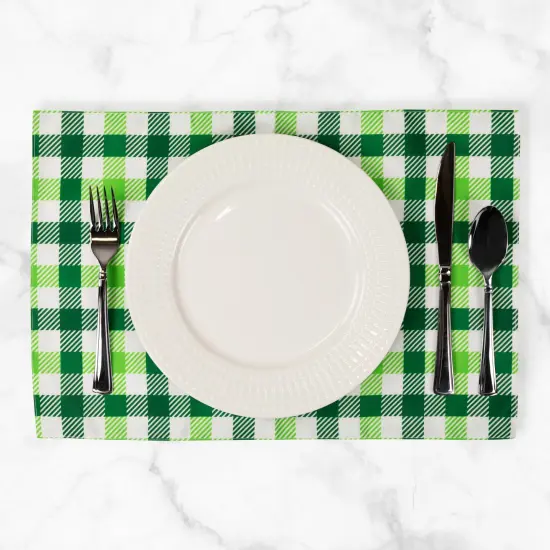 Northlight Set of 4 Green and White Checkered Printed Placemats 18" {3}