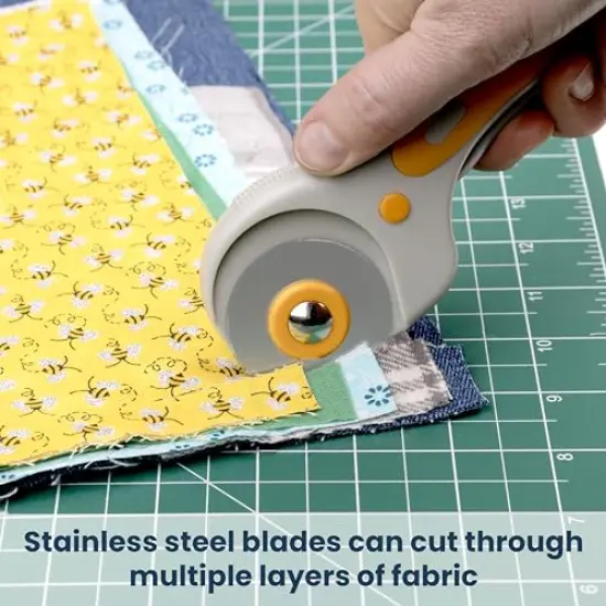 Rotary Cutter Set with Blades - 45 mm Rotary Cutter with Safety Lock - 5 Extra SKS-7 Steel Rotary Fabric Cutter Blades - Fabric Cutter Wheel for Sewing - Fabric Rotary Cutter Blades 45mm {5}