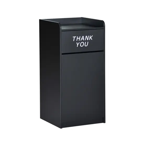 Emma and Oliver Wood Tray Top "Thank You" Restaurant Food Court Receptacle Black {1}