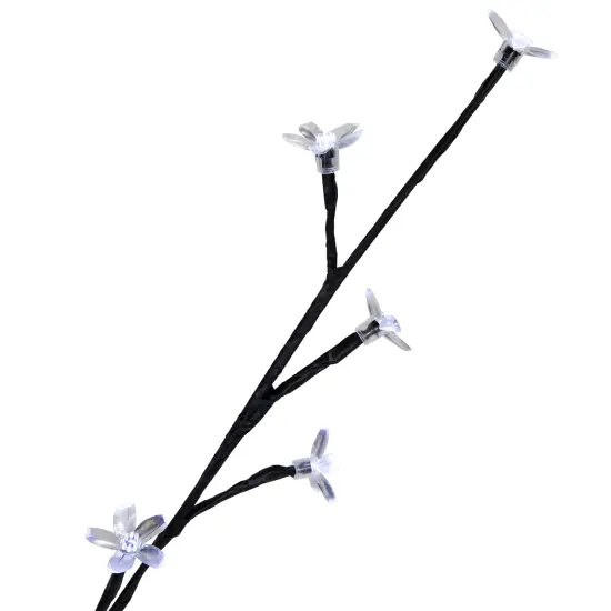 Northlight LED Lighted Sakura Cherry Blossom Artificial Tree - 4' - Pure White Black {7}