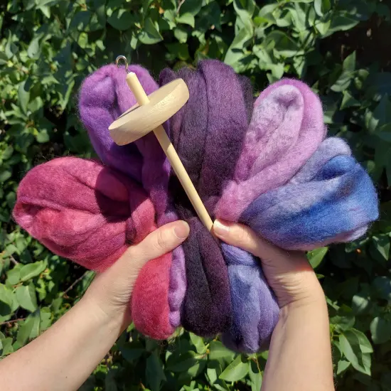5oz BFL Hand Dyed Fiber - Soft Lustrous Wool Top Roving Pre-Drafted for Hand or Wheel Spinning, Felting, Blending, Weaving, and Crafts Purple Haze {4}