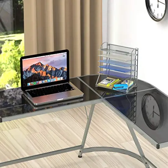 SimpleHouseware 6 Trays Desktop Document Letter Tray Organizer, Silver {2}