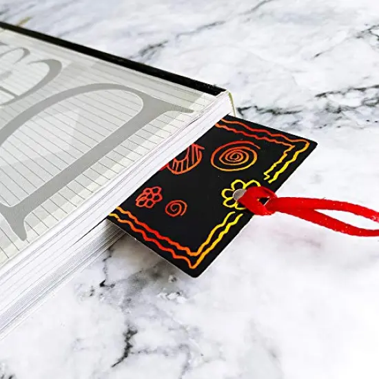 36 Pieces 2 Style Magic Scratch Rainbow Bookmarks Making Kit for Kids Students Party Favor Scratch Paper DIY Bookmarks Bulk with Scratching Tools Satin Ribbons for Classroom Activities {5}