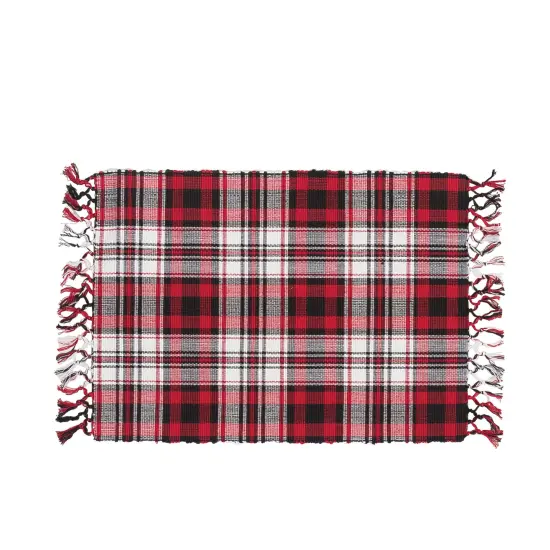Fireside Classic Red & Black Plaid 100% Cotton Set of 6 Placemats 13" x 19" {1}