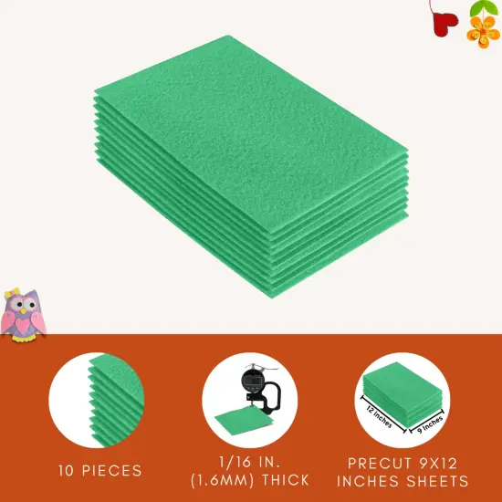 FabricLA Acrylic Felt Sheets for Crafts - Precut 9" X 12" Inches (20 cm X 30 cm) Felt Squares - Use Felt Fabric Craft Sheets for DIY, Costume, and Decoration | Mint - 10 Sheets {3}