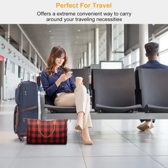 Women Duffle Bag Travel Luggage Bags Weekend Overnight Bag Tote Bags Shoulder Handle Bags Red {5}