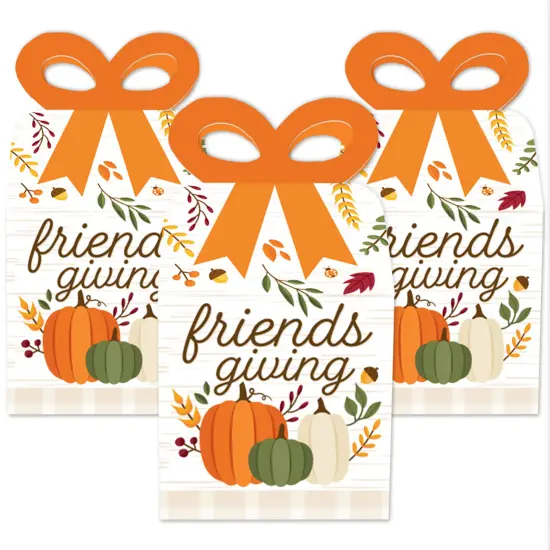 Big Dot of Happiness Fall Friends Thanksgiving - Square Favor Gift Boxes - Friendsgiving Party Bow Boxes - Set of 12 {3}