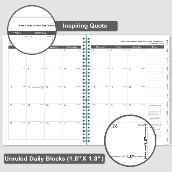 2025-2028 Monthly Planner/Calendar - 3 Year Monthly Planner 2025-2028, Jul.2025 - Jun.2028, 9" x 11", 36-Month Calendar + Colorful Tabs + Pocket - Teal {5}
