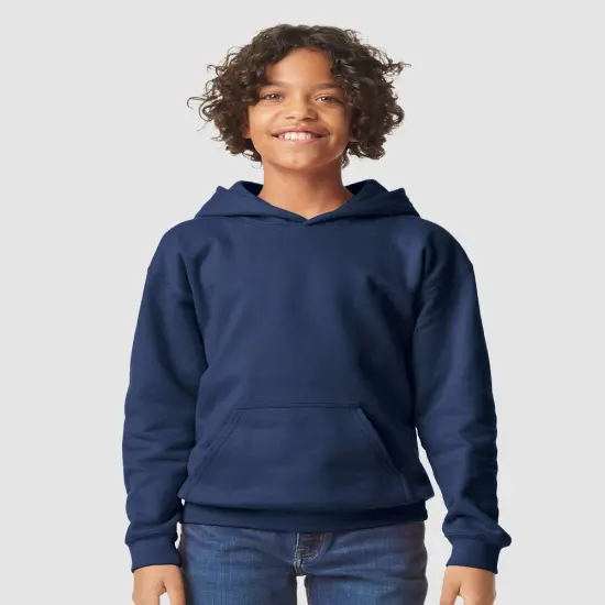 Gildan&reg; Youth Midweight Hooded Sweatshirt Navy {1}