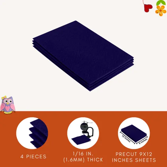FabricLA Acrylic Felt Sheets for Crafts - Precut 9" X 12" Inches (20 cm X 30 cm) Felt Squares - Use Felt Fabric Craft Sheets for DIY, Costume, and Decoration | Navy Blue - 4 Pieces {5}